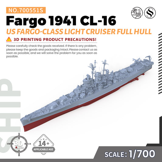 SSMODEL 551 1/700(600,720,800,900) Military Warship Model Kit US Fargo class Light Cruiser 1941 CL-106