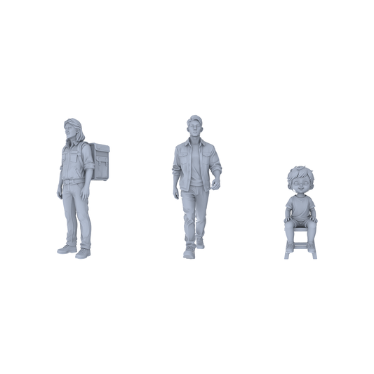 Yao's Studio LYTR210 Unpainted Miniature 3-Piece Set - Urban Casual Crowd Models for Lifelike Diorama Projects Miniatures Diorama Resin Figures