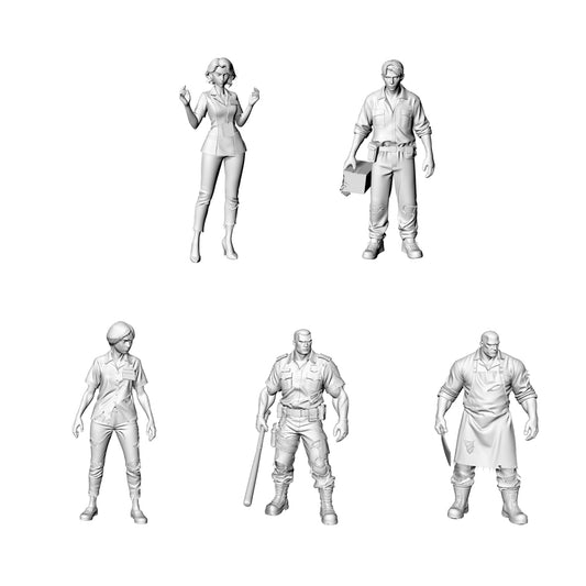 MRY-SFW LYGR323 3D Printed Post-Apocalyptic Supermarket Clerk Survivors Set Wargame Miniatures