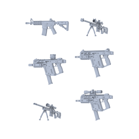 MRY-SFW LYGS156 Cute Bear Fantasy Modified Tactical Gun 3D Models - 6 Piece Untextured Set