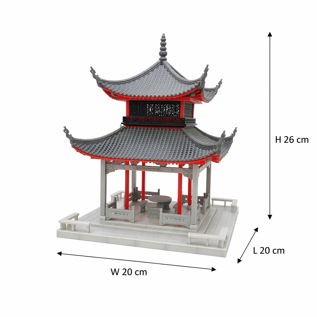 RHF530 Aiwan Pavilion Desktop Ornament, Ancient Style Architecture, Chinese Style Pavilion, Sand Table Architecture, Architectural Model, Miniature House, Small Scale Landscape