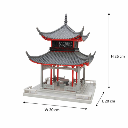 RHF530 Aiwan Pavilion Desktop Ornament, Ancient Style Architecture, Chinese Style Pavilion, Sand Table Architecture, Architectural Model, Miniature House, Small Scale Landscape