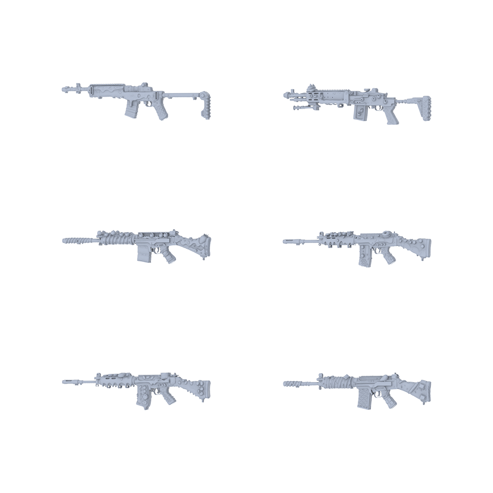 MRY-SFW LYGS097 Nature-Inspired Modified Short Gun 3D Models - 6 Piece Untextured Set