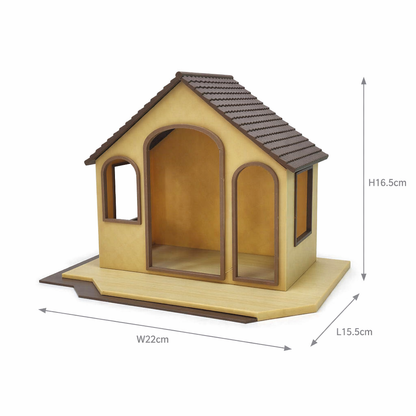 RHF0400 Miniature European Dessert Storefront Base, Open-Side Empty Room for Dollhouse Desktop Ornament Creative DIY Hut Dollhouse Background House Model Home Background Miniature Model