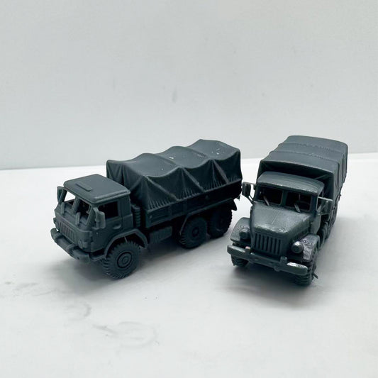 LYTS154 3D Printed Q-Style Military Canvas Truck Retro Army Vehicle Miniature Model for Dioramas Collection Displays