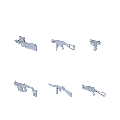 MRY-SFW LYGS004 Modern Battlefield Scale Model - SMG/Shotgun White Model 6-Man Set