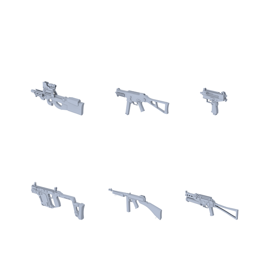 MRY-SFW LYGS004 Modern Battlefield Scale Model - SMG/Shotgun White Model 6-Man Set