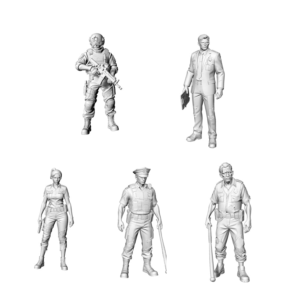MRY-SFW LYGR324 3D Printed Post-Apocalyptic Police Station Survivors Set POLICE Style Wargame Miniatures