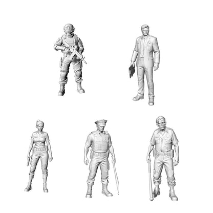 MRY-SFW LYGR324 3D Printed Post-Apocalyptic Police Station Survivors Set POLICE Style Wargame Miniatures