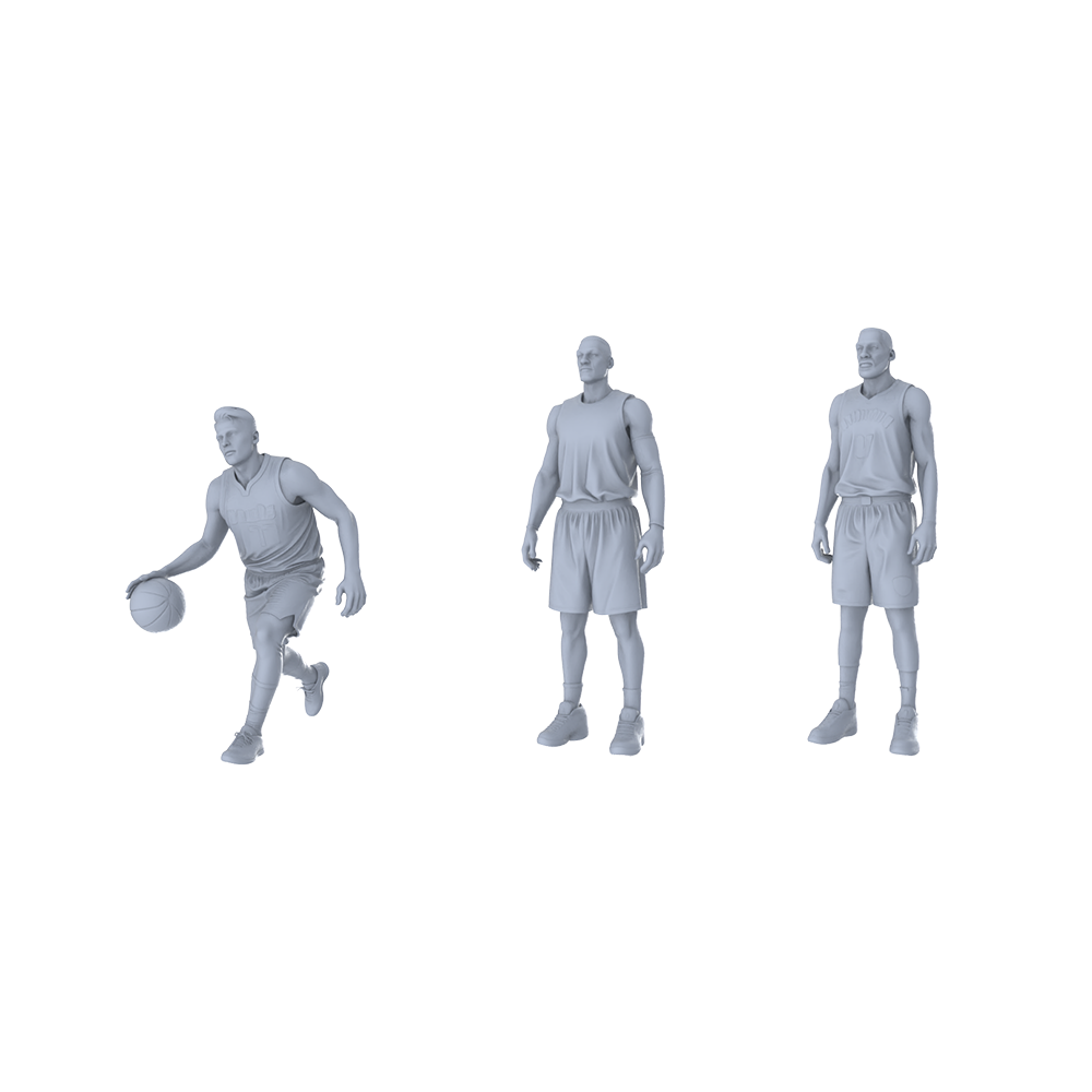 MRY-SFW LYTR497 Modern Basketball Players Offense Defense Group of 3 Miniature Car Diorama Figures Scene Props Accessories Resin