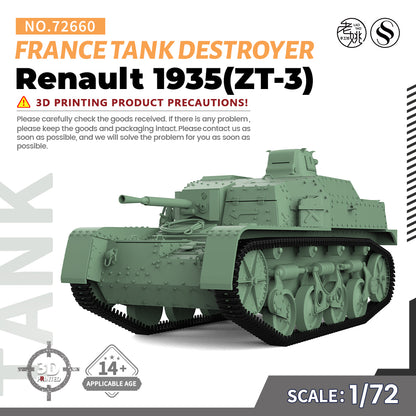 SSMODEL 660 Military Armoured Model Kit France Renault 1935(ZT-3) Tank Destroyer