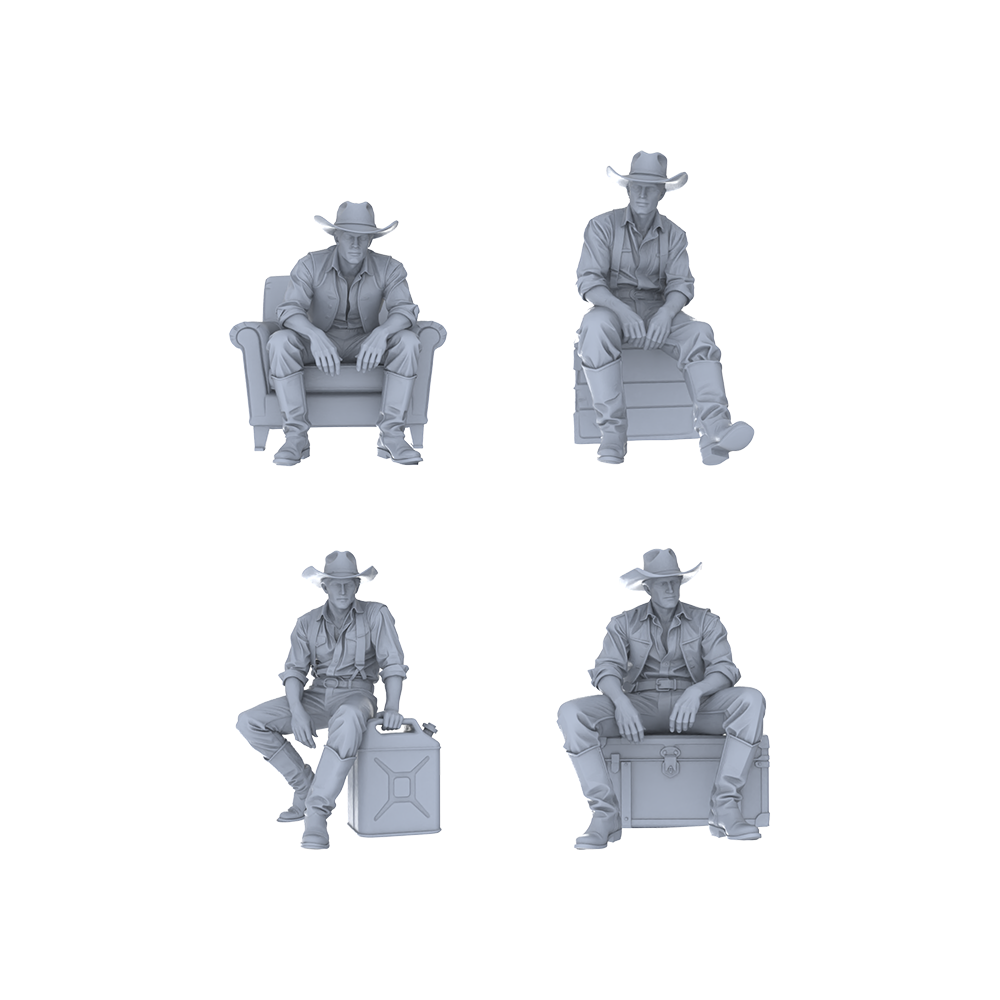MRY-SFW LYGR130 Western Cowboy Casual Pose4 Game Theme Wargame Resin White Model Wargame Miniature Soldier Scene Character Hand Painted Hand Paint