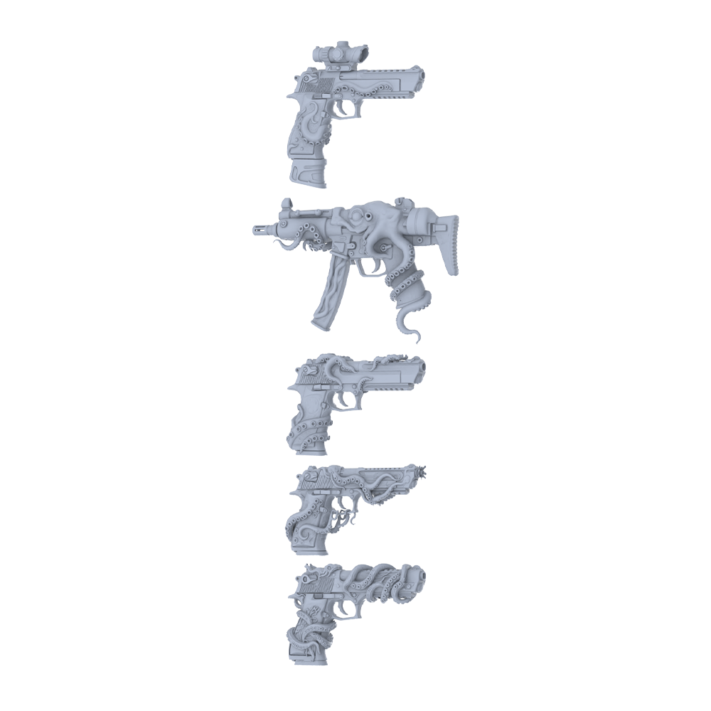 MRY-SFW LYGS311 Cthulhu Totem Series - 5-Piece Sci-Fi Pistol Set Modified with Full Octopus Shape Elements