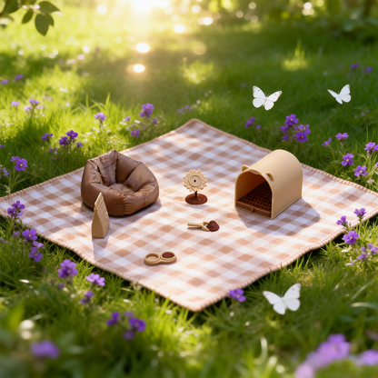 RHF334 6-Piece Pet Habitat Decor Set Sunflower Decor & Toy Vintage Milk Coffee Color Pet Scene 6-Piece Set