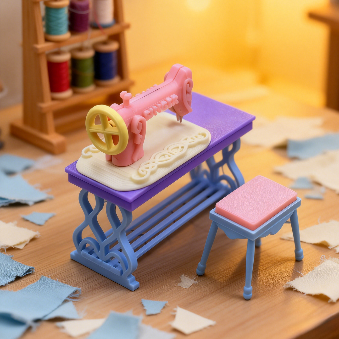 RHF298 Sewing Machine Desk and Chair Set Original Retro Sewing Table Dreamy Mini Sewing Machine & Chair Set