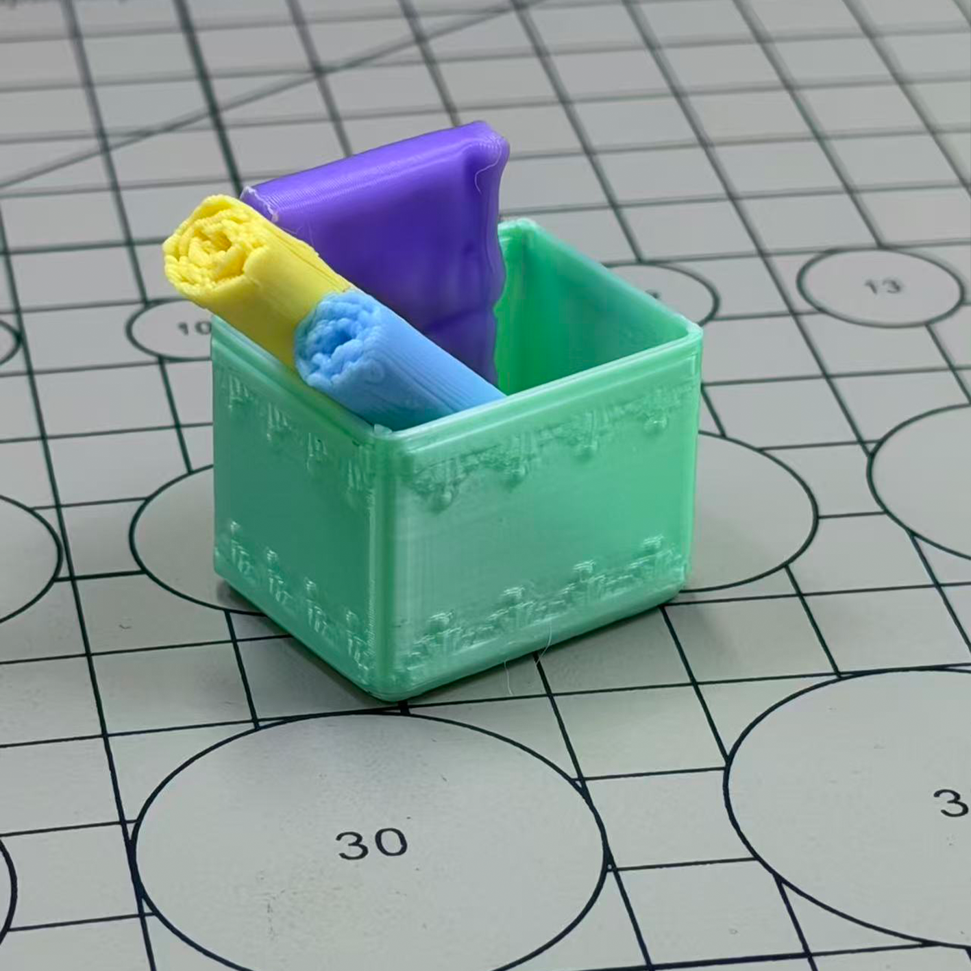 RHF304 Vintage Sewing Storage Box Mint Green Retro Sewing Thread Storage Box (with Fabric Rolls) Miniature Scene Model