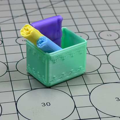 RHF304 Vintage Sewing Storage Box Mint Green Retro Sewing Thread Storage Box (with Fabric Rolls) Miniature Scene Model