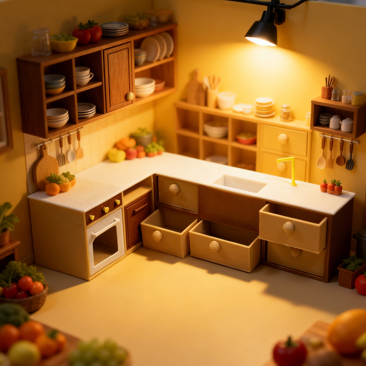 RHF279 Corner Kitchen Workstation Corner Kitchen Console, Food Toy Accessories, Dollhouse Furniture Accessories