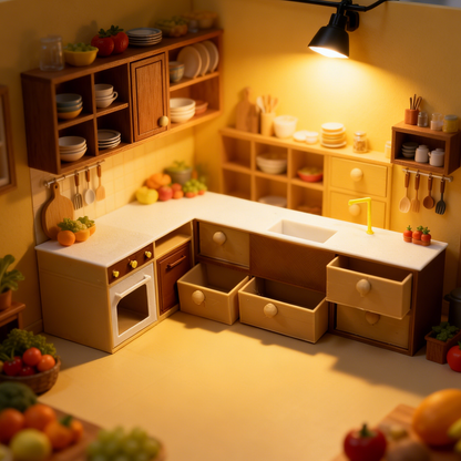 RHF279 Corner Kitchen Workstation Corner Kitchen Console, Food Toy Accessories, Dollhouse Furniture Accessories
