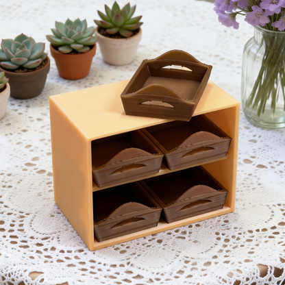 RHF269 Bread Storage Cabinet Double-Layer Four-Compartment Bread Storage Cabinet, Food Toy Accessories, Dollhouse Furniture Accessories