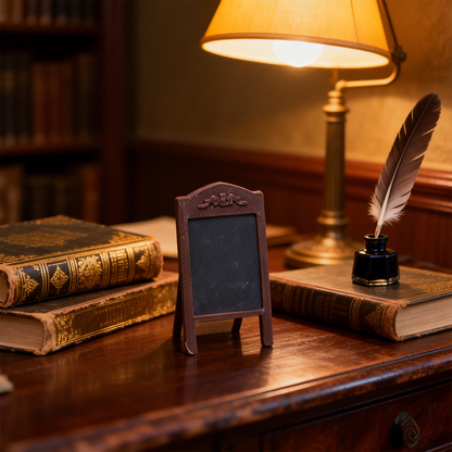 RHF325 Vertical Small Chalkboard Vintage Carved Vertical Small Chalkboard, Miniature Scene Model Ornament