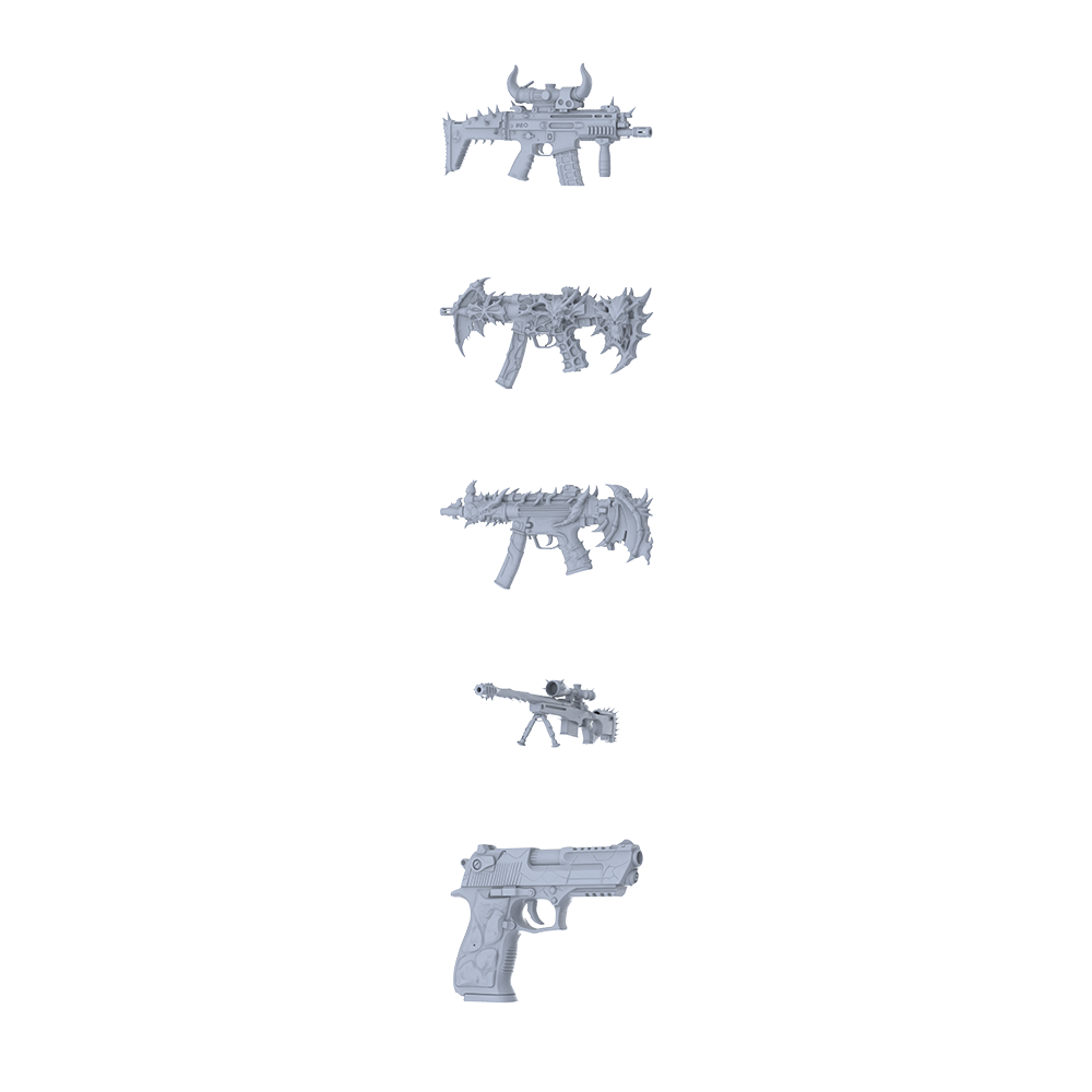 MRY-SFW LYGS136 Demon & Spike Modified Tactical Gun Collection - 5 Decorative Models