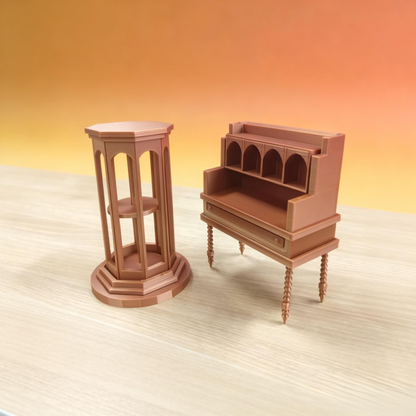 RHF12251 Rotatable Display Cabinet & Dressing Table 3D Printed Modern Retro Style Miniature Furniture Rotatable Display Cabinet & Dressing Table Model