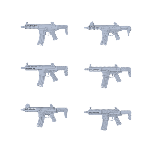 MRY-SFW LYGS045 Textured Tactical AR Short Rifle Collection - 6 Untextured Models