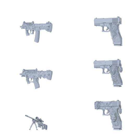 MRY-SFW LYGS130 Majestic Lion-Themed Modified Tactical Compact Gun Set - 6 Bold Variants (Untextured)