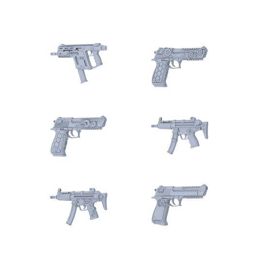 MRY-SFW LYGS101 Nature-Inspired Modified Compact Gun 3D Models - 6 Piece Untextured Set