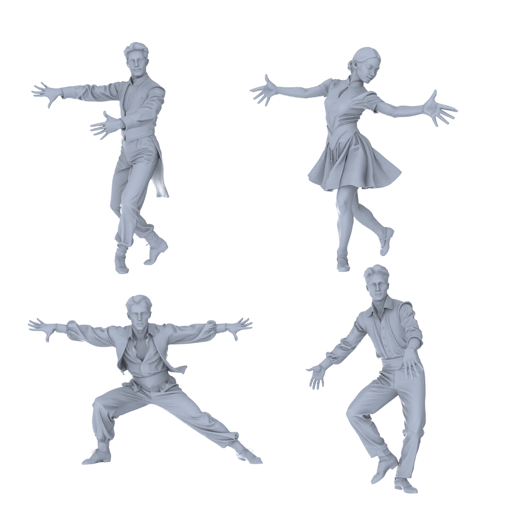 MRY-SFW LYTR761 Ballroom Dance Partner Figure 4 pcs Miniature Car Diorama Figures Scene Props Accessories Resin