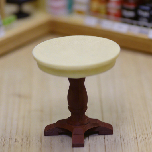 RHF328 Vintage Round Table Cream White & Brown Contrast Color Retro Round Table Miniature Scene Model Ornament