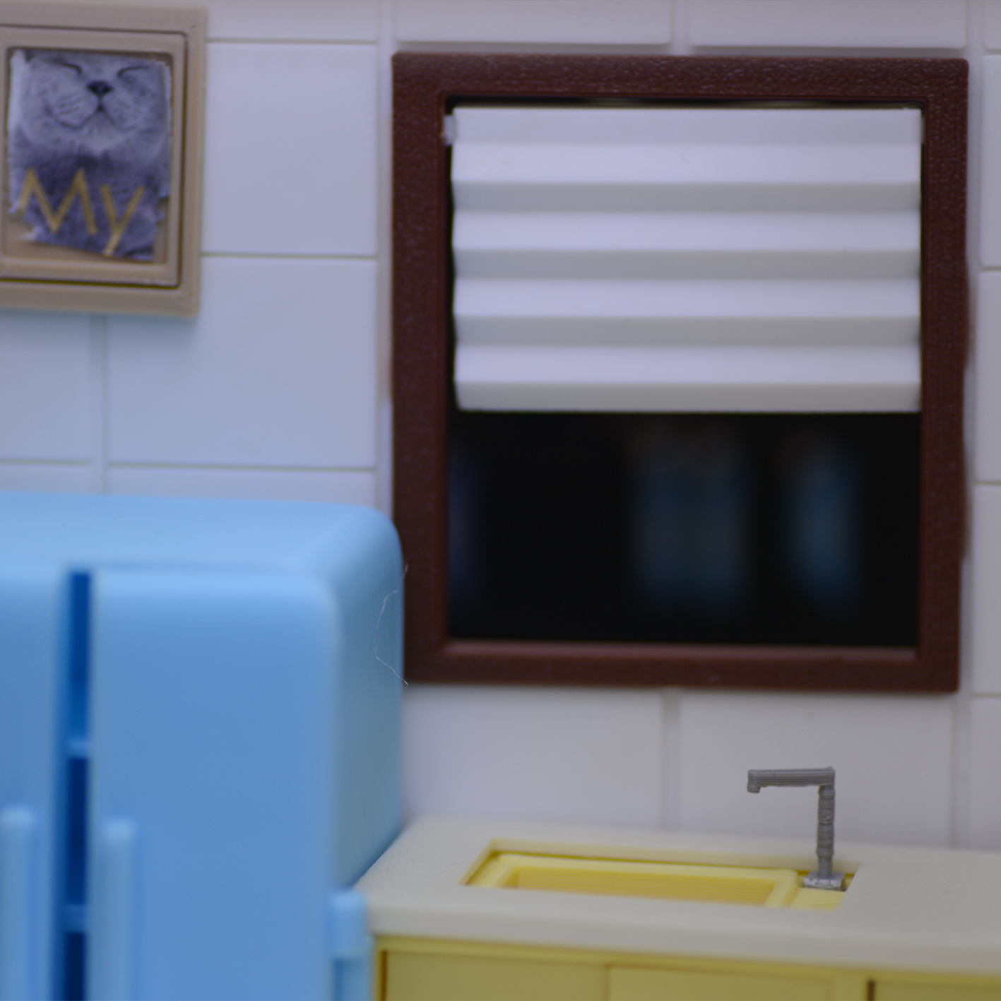 RHF306 Kitchen Scene Set Warm Light Sunroom Retro Kitchen Scene Set, Miniature Scene Model OrnamentHome Scene Prop