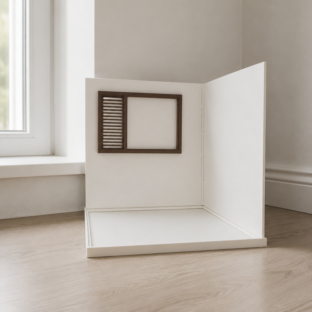 RHF0548 Miniature dollhouse with louvered windows in the room Desktop Decoration Miniature Dollhouse Background Simple Dollhouse Mini Doll Storage House
