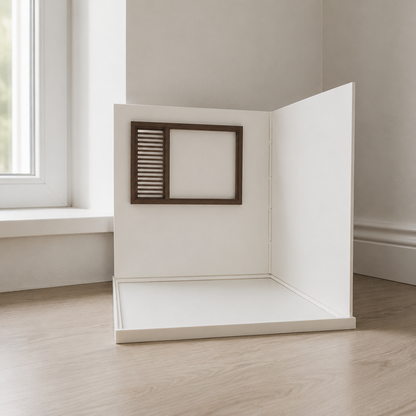 RHF0548 Miniature dollhouse with louvered windows in the room Desktop Decoration Miniature Dollhouse Background Simple Dollhouse Mini Doll Storage House