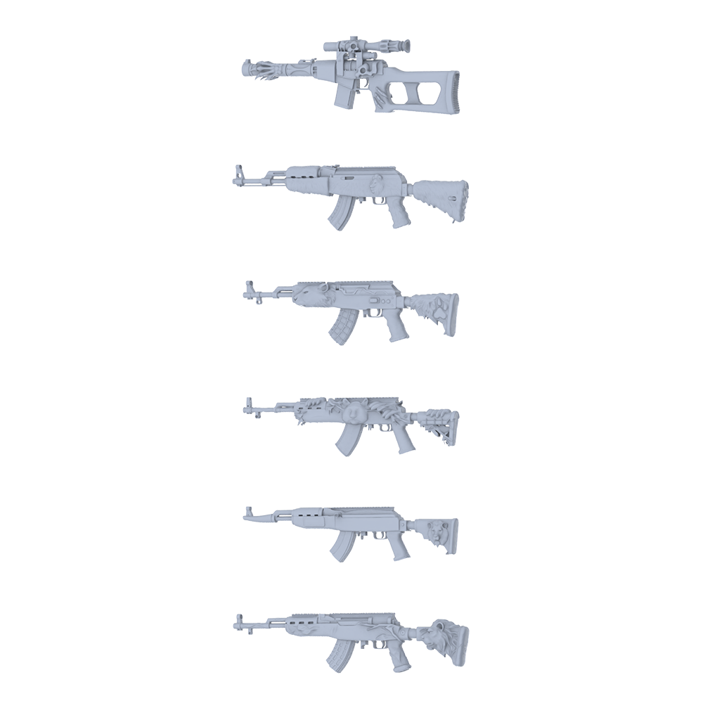 MRY-SFW LYGS331 Wild Totem Series - 6-Piece Custom AK Tactical Rifle Set Modified with Full Beast Head & Claw Elements