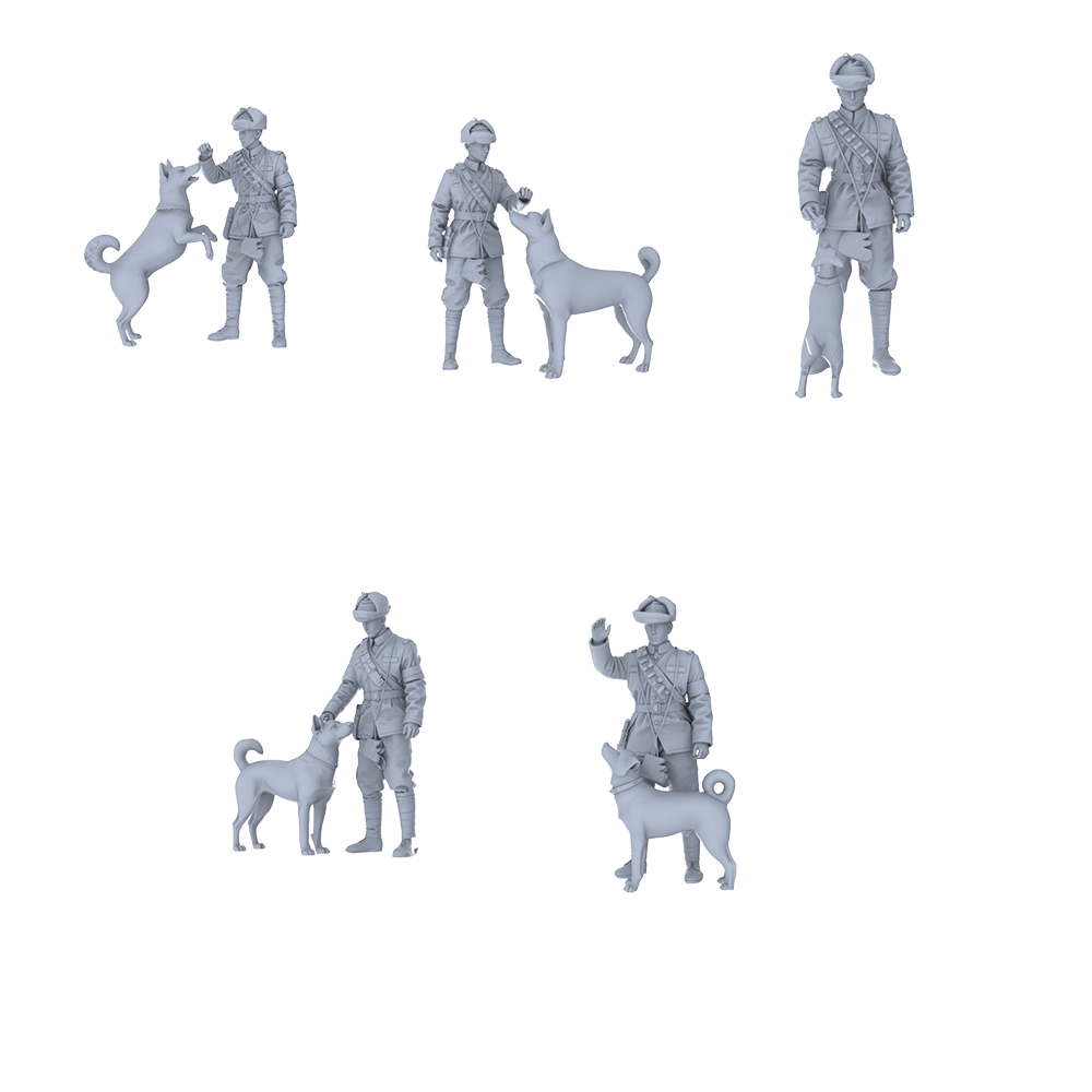 MRY-SFW LYGR448 Historical Chinese Northeastern Army Five-Person Playing with Dog
