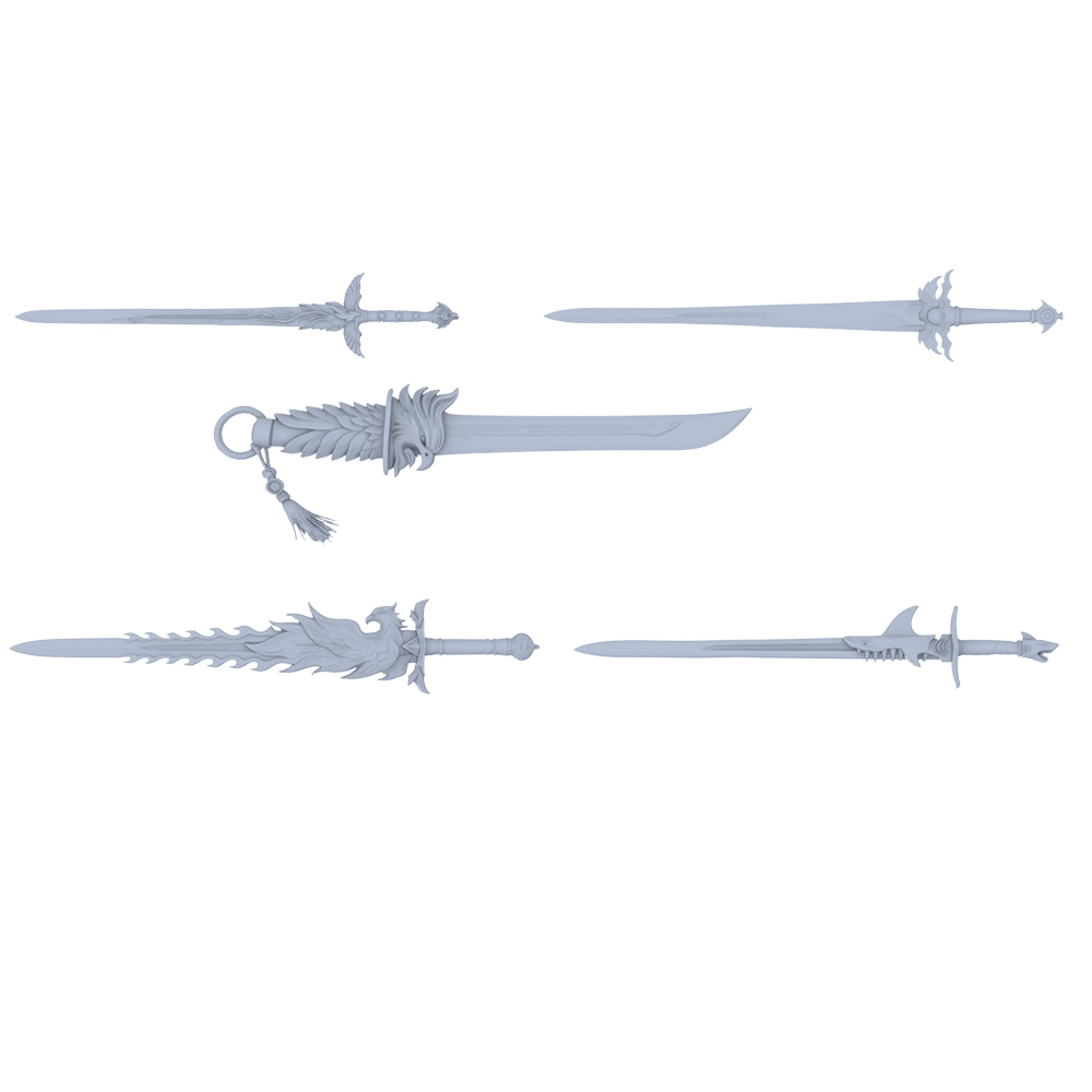 MRY-SFW LYGS380 Modern Feather Pattern Battle Blade 5 pcs