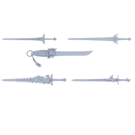 MRY-SFW LYGS380 Modern Feather Pattern Battle Blade 5 pcs