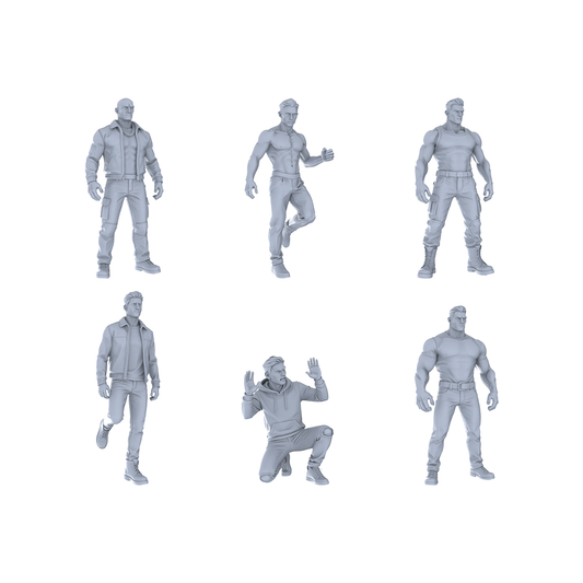 Yao's Studio LYTR319 Unpainted Tough Guy Miniatures 6-Pack | For Diorama & Hobby Painting Miniatures Diorama Resin Figures