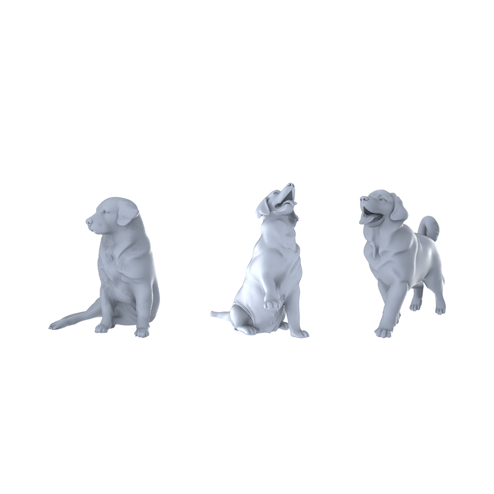 MRY-SFW LYTR533 Modern Golden Retrievers Pose Group of 3 Miniature Car Diorama Figures Scene Props Accessories Resin
