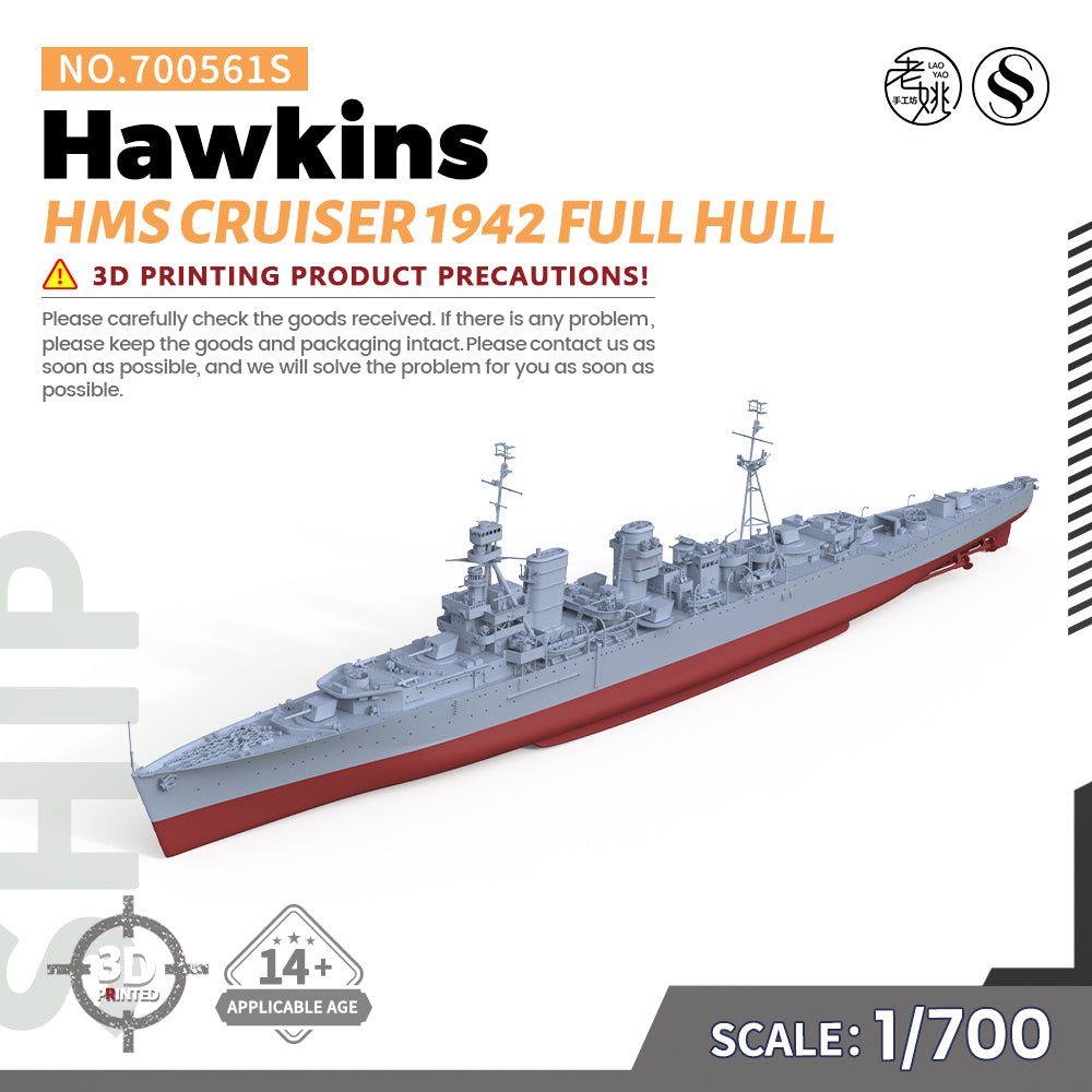 SSMODEL 561S Military Warship Model Kit HMS Hawkins Cruiser