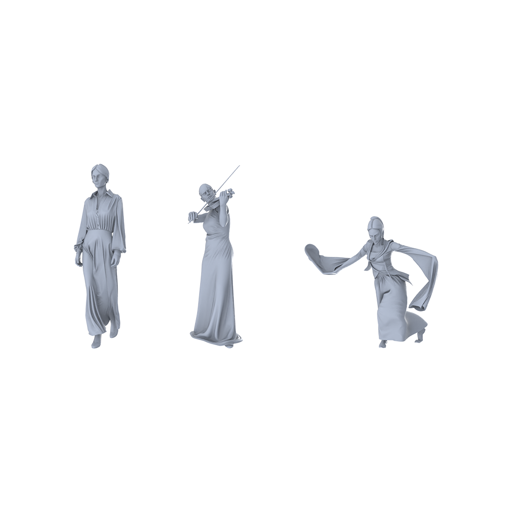 MRY-SFW LYTR460 Modern Urban Women in Art Lifestyle Trio 3-Piece Set Blending Contemporary Fashion, Musical Performance Dynamic Dance, Ideal Art Gallery Displays, Theaters and Multi-Costume Painting Projects