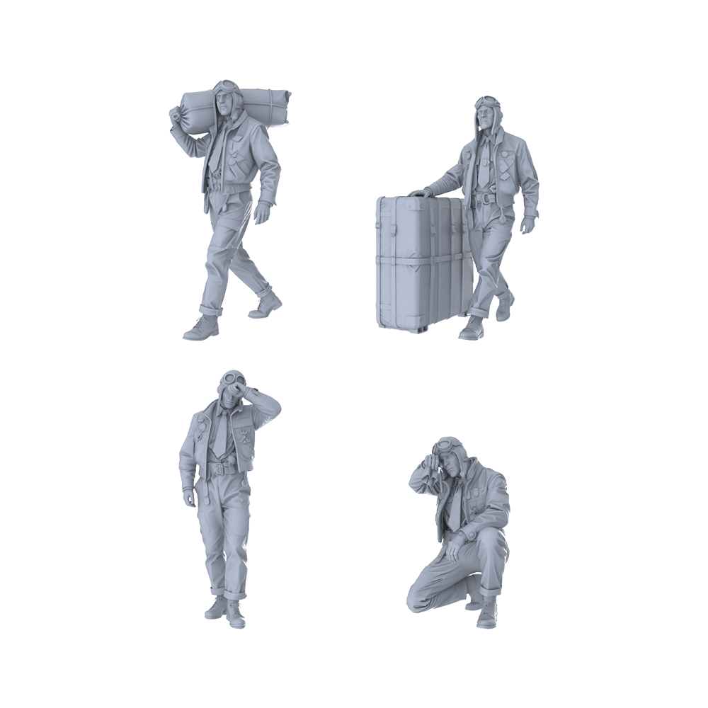 MRY-SFW LYGR201 US military World War II pilot carrying World War II theme military model war flag resin white mold theme war chess miniature soldier scene character hand model hand painting