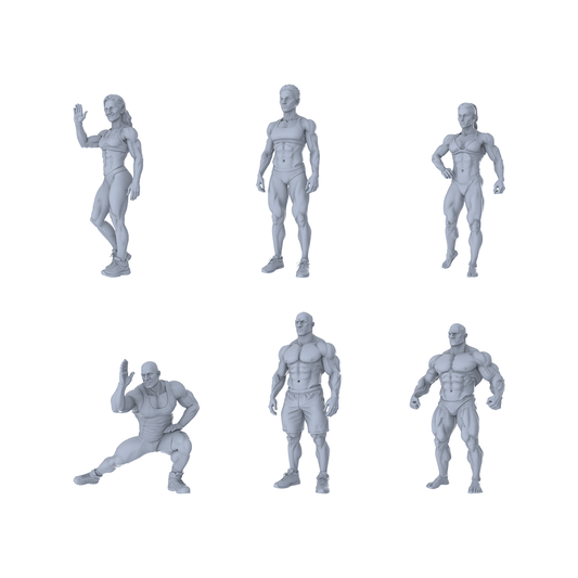 Yao's Studio LYTR314  6-Pack Unpainted Fitness Figures | Ideal for Scene Building & Custom Art Miniatures Diorama Resin Figures