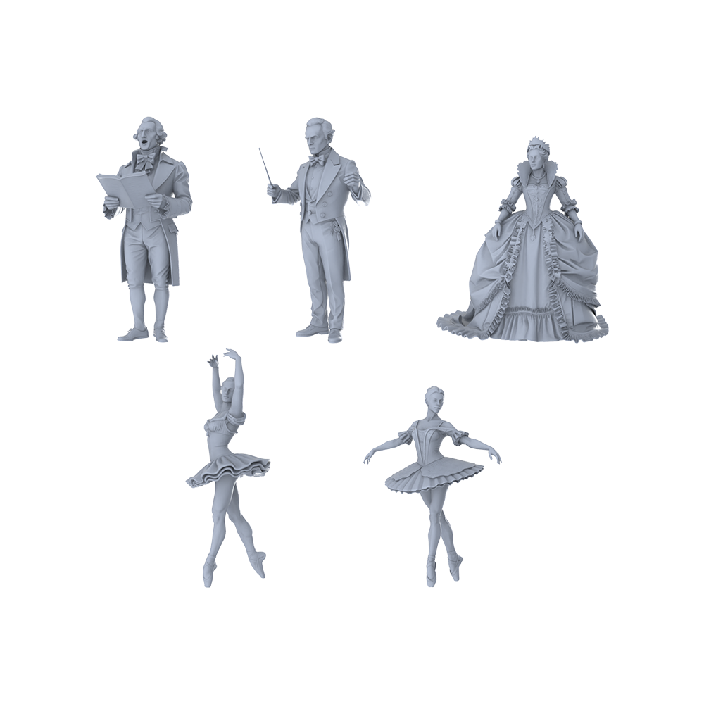MRY-SFW LYTR404 Opera Ballet Quintet 5-Figure Set,  Classical Stage, DIY Paintingation Miniature Car Diorama Figures Scene Props Accessories Resin