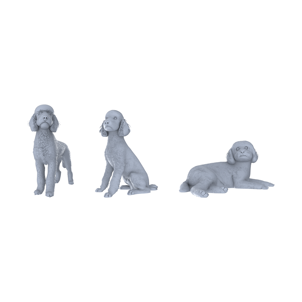 MRY-SFW LYTR532 Modern Poodles Pose Group of 3 Miniature Car Diorama Figures Scene Props Accessories Resin