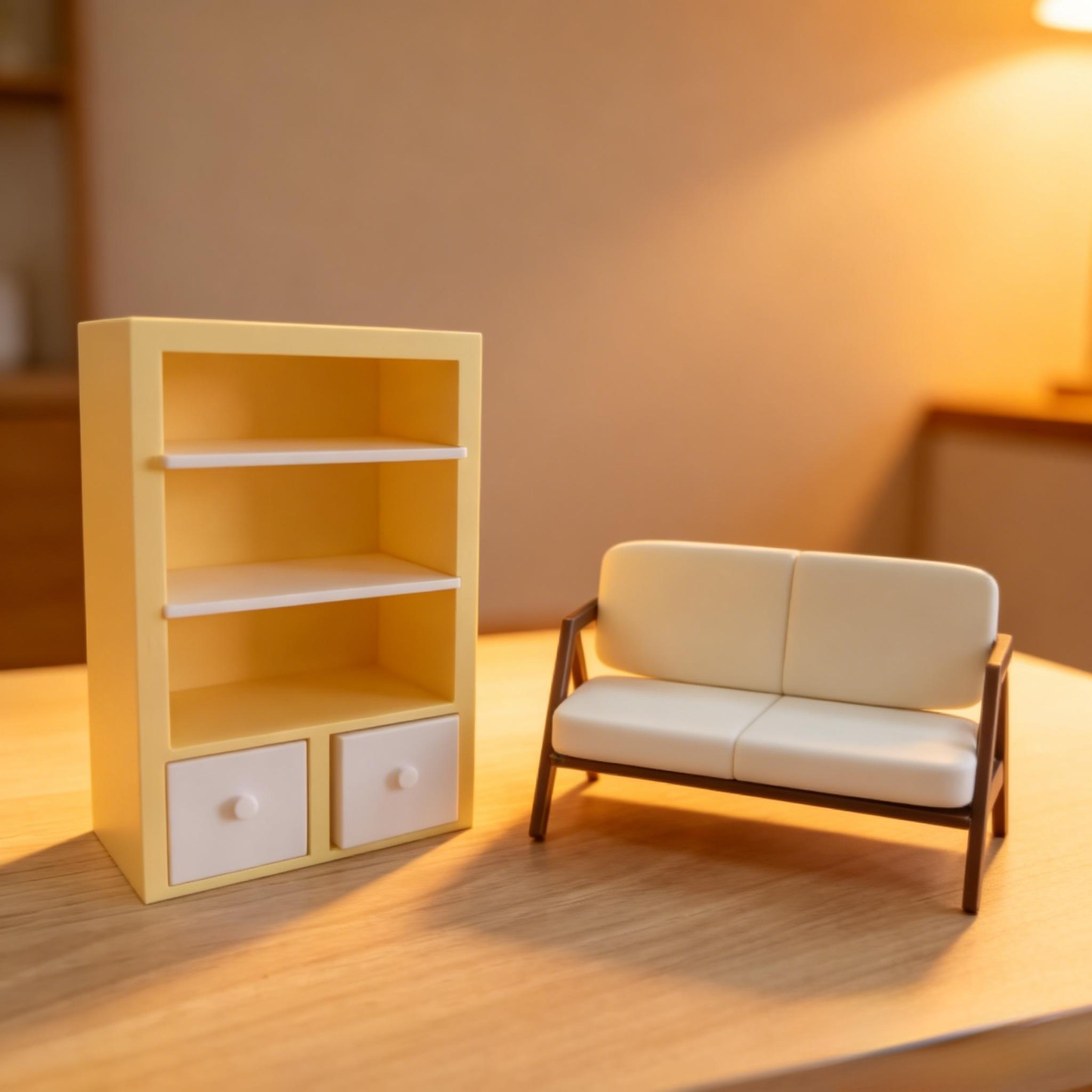 RHF12249 Cabinet & Accent Chair 3D Printed Modern Miniature Furniture, Pull-out Cabinet & Modern Accent Chair Model Miniature