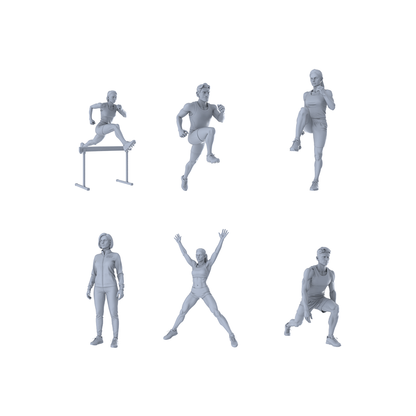 Yao's Studio LYTR324  Unpainted Track Athlete Miniatures 6-P – LCD 3D printed resin model kit, image 1