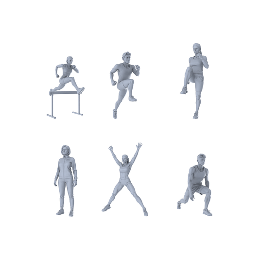 Yao's Studio LYTR324  Unpainted Track Athlete Miniatures 6-Pack | For Sports Diorama & Hobby Painting Miniatures Diorama Resin Figures